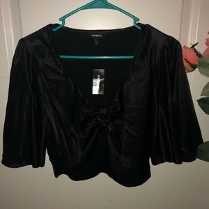 Lose, silk, wide sleeved crop top